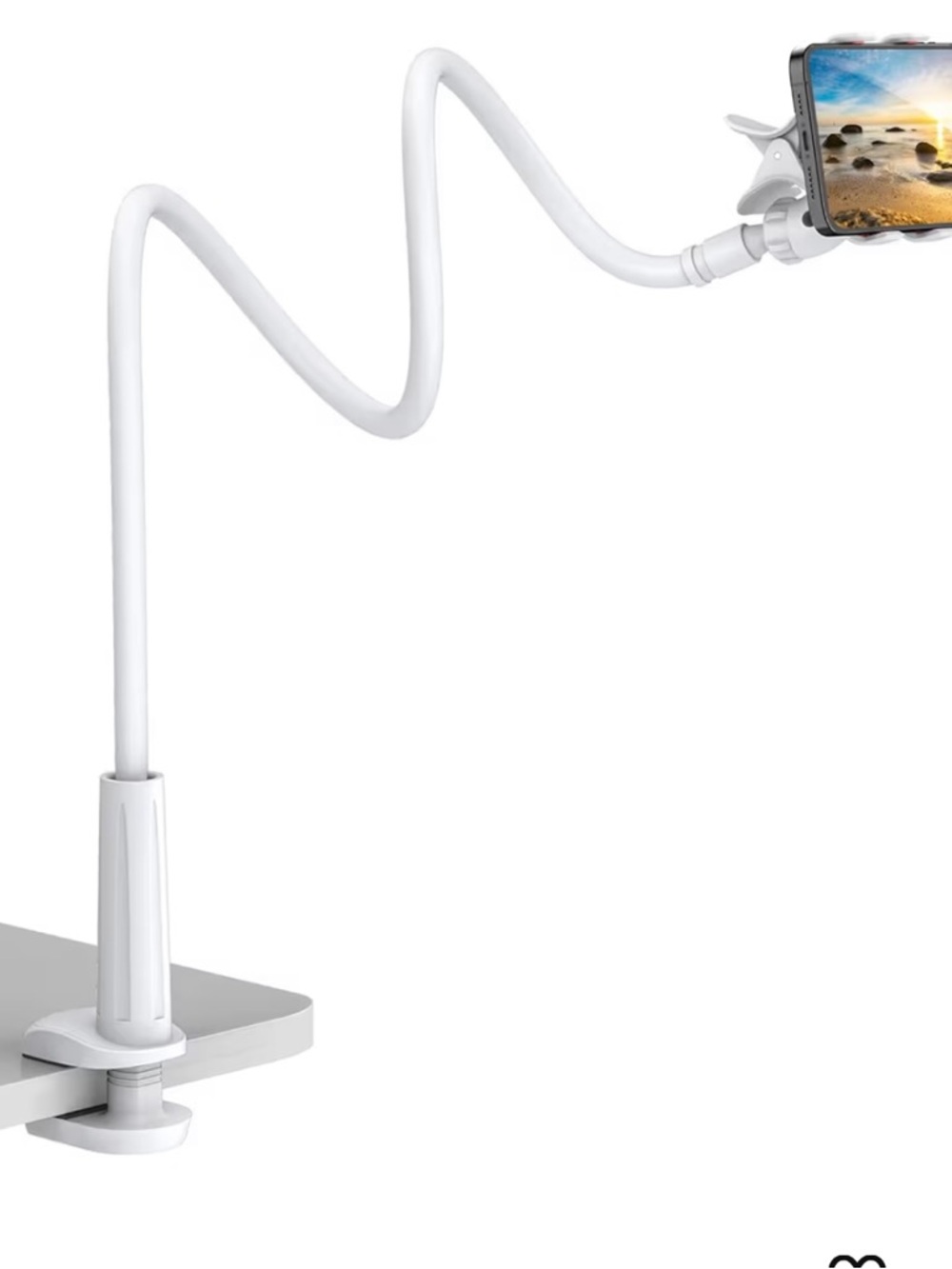 Universal White Flexible Gooseneck Phone Holder Clamp Mount